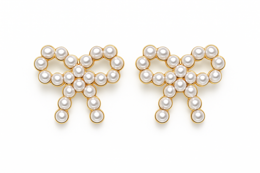 Pearl Bow Stud Earrings