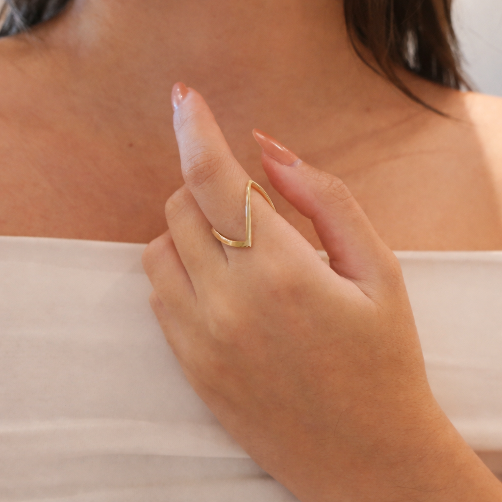 Plain V Shape Gold Ring