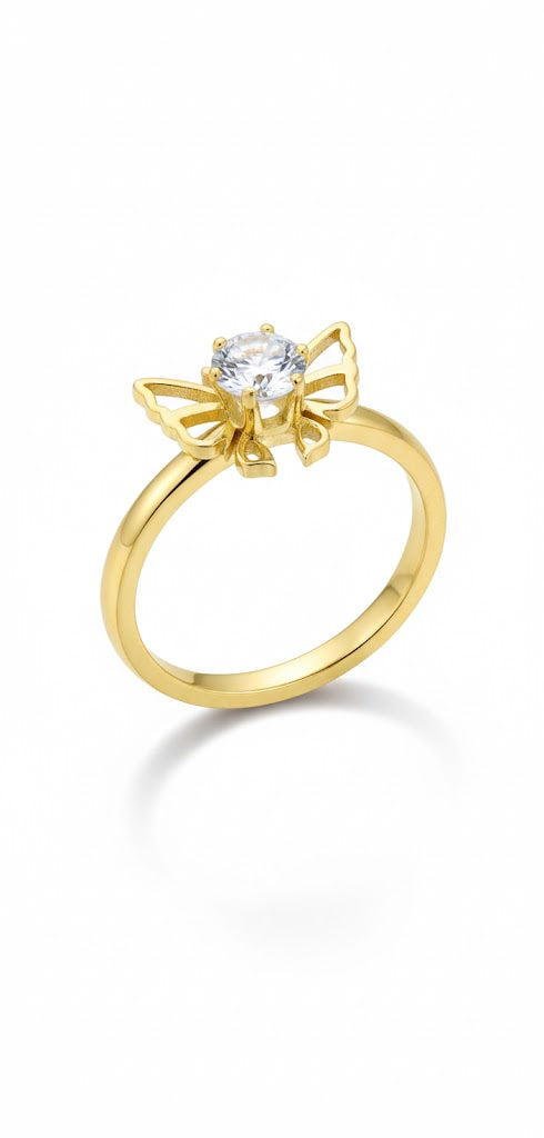 Butterfly Solitaire Finger Ring