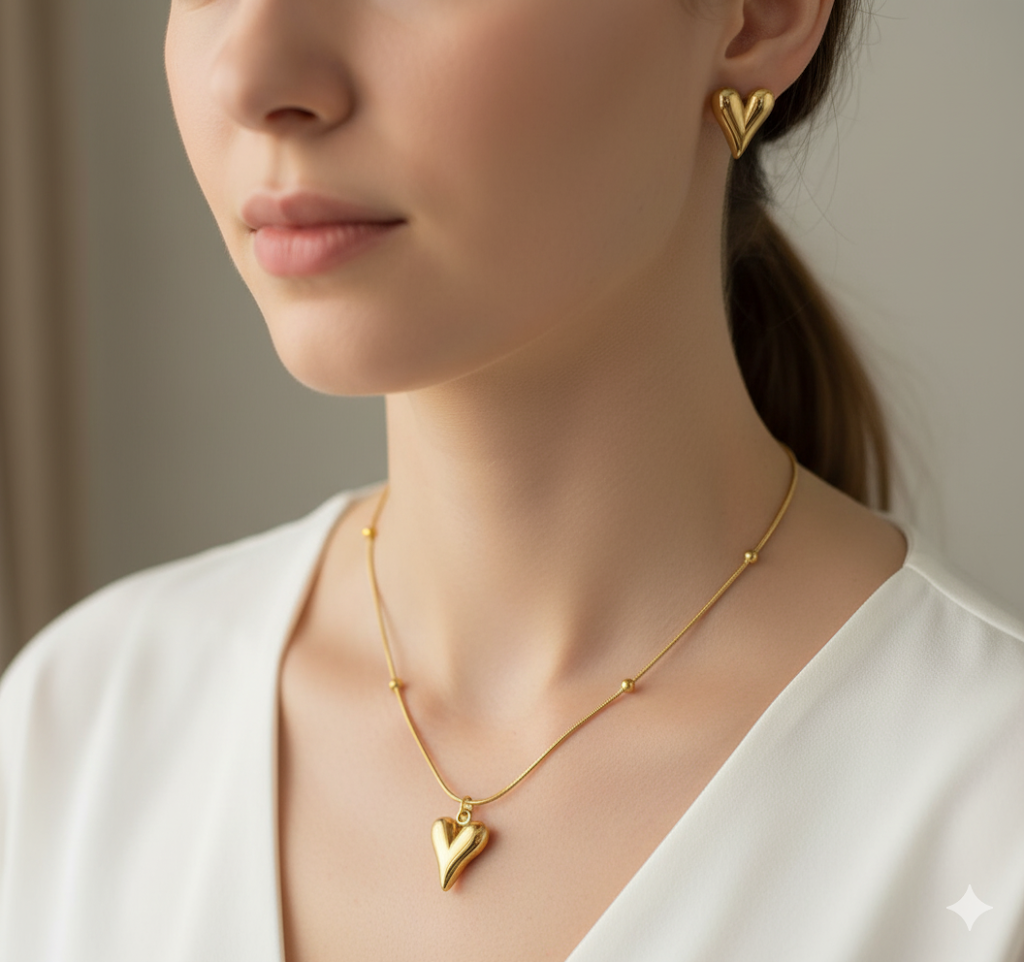 Heart necklace & Earring combo