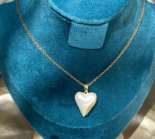 White Heart Necklace