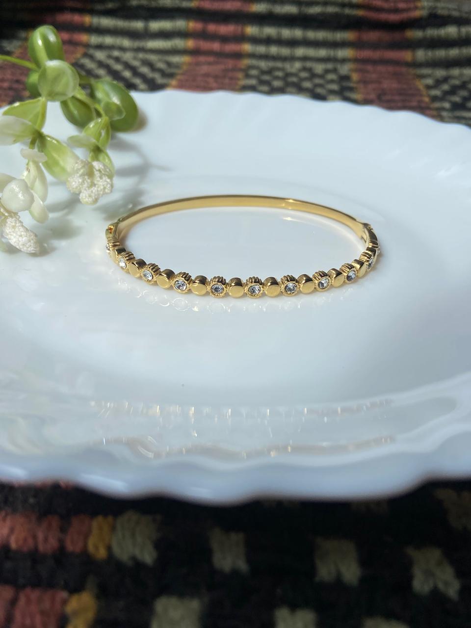 Gold Crystal-Studded Kada