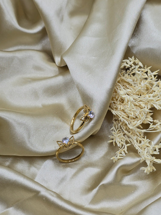 Butterfly  Solitaire Finger Ring