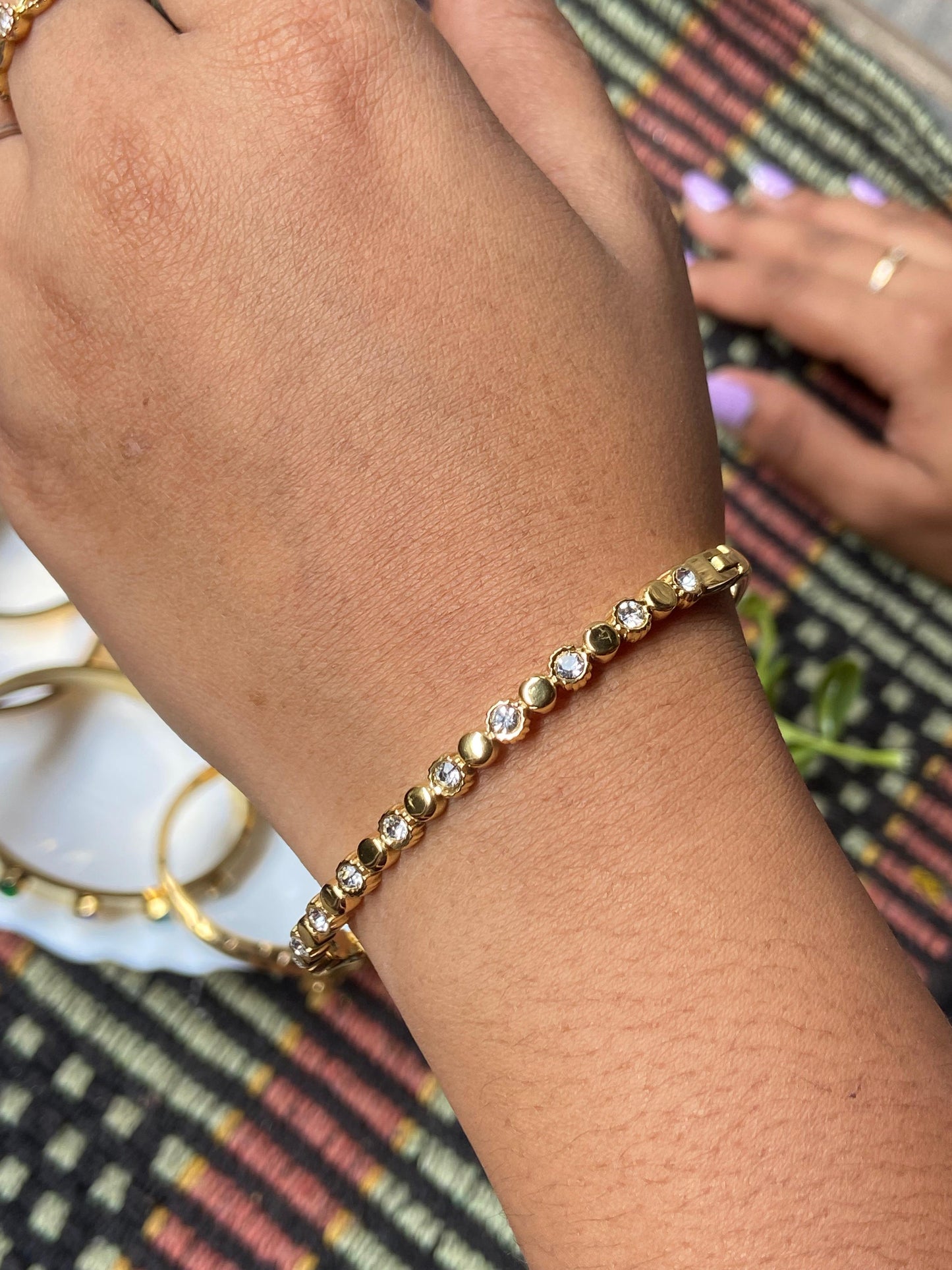 Gold Crystal-Studded Kada