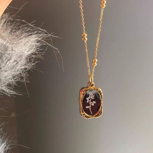 Vintage Rose Emblem Necklace