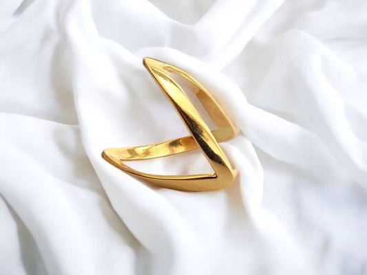 Plain V Shape Gold Ring