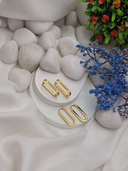 Elongated Oval Hoop Earrings