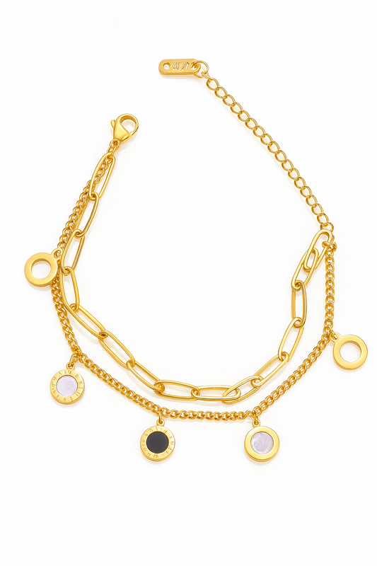 Gold-Toned Double Layer Charm Bracelet