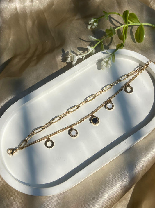 Gold-Toned Double Layer Charm Bracelet