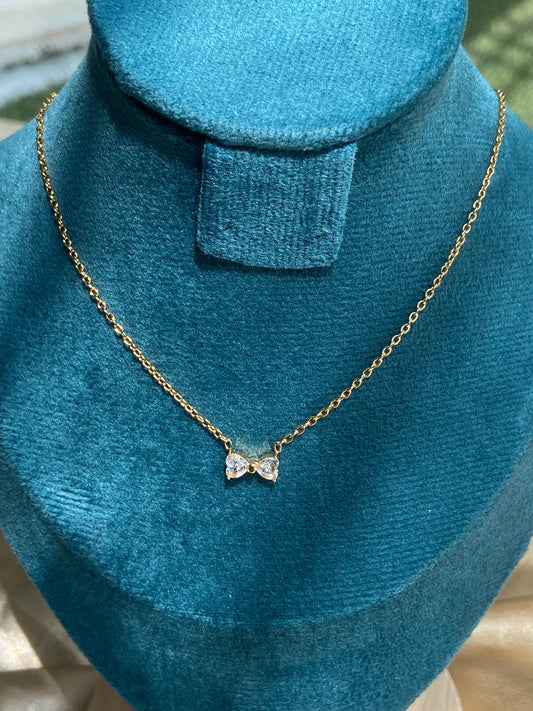 Dainty Diamond Bow Necklace