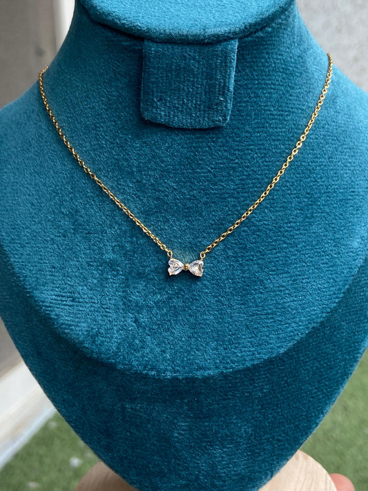Dainty Diamond Bow Necklace