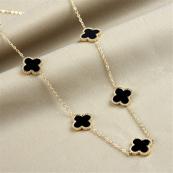 Five Black Clover Necklace