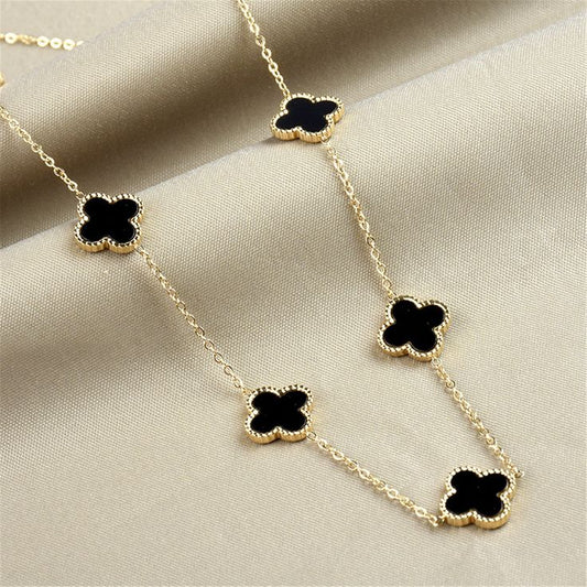 Five Black Clover Necklace