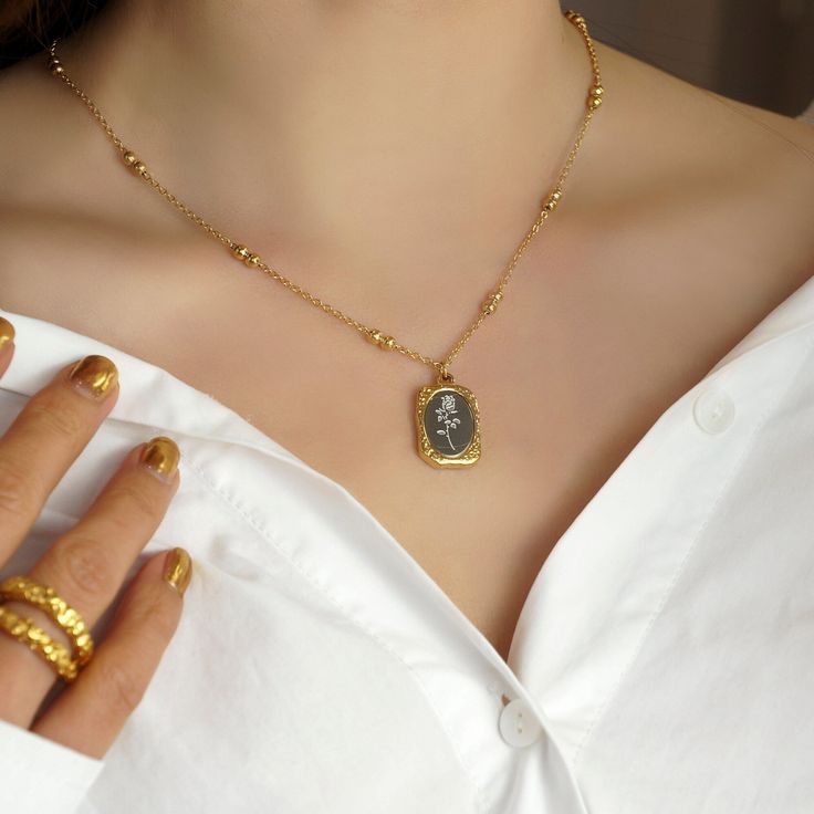 Vintage Rose Emblem Necklace