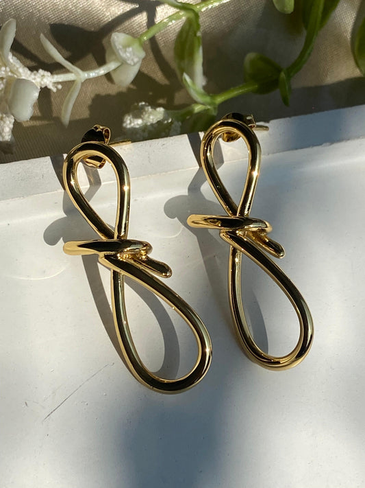 Sculptural Gold Knot Drop Earrings