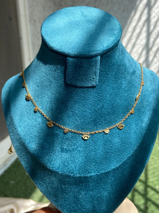 Golden Evil Eye Charm Necklace