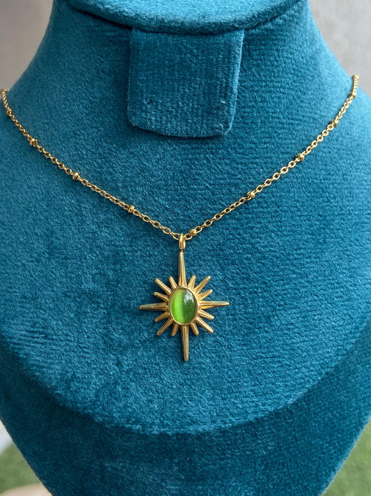 Radiant Green Starburst Necklace