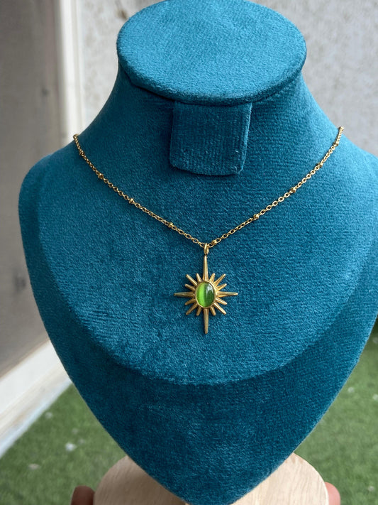 Radiant Green Starburst Necklace