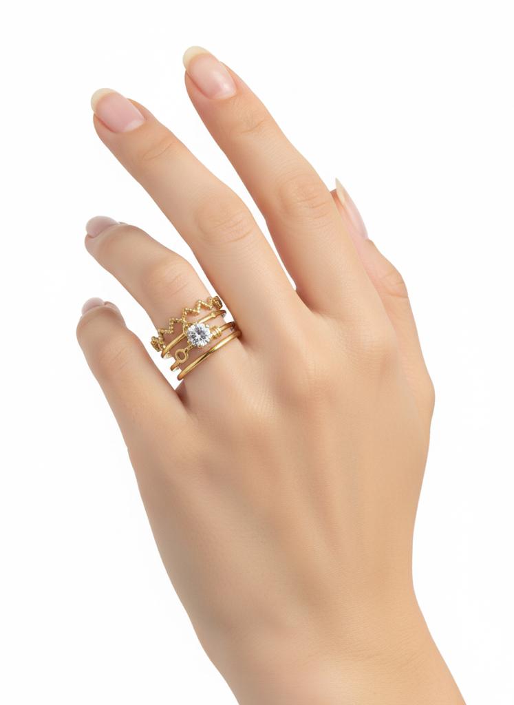 Golden Lock & Key Layered Ring