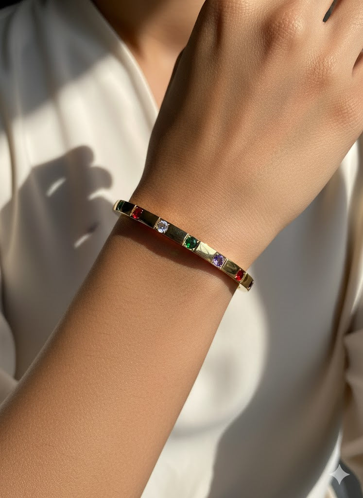 Multi-Stone Gold Kada