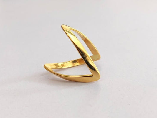 Plain V Shape Gold Ring