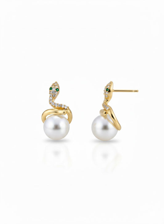 Snake Pearl Stud Earrings