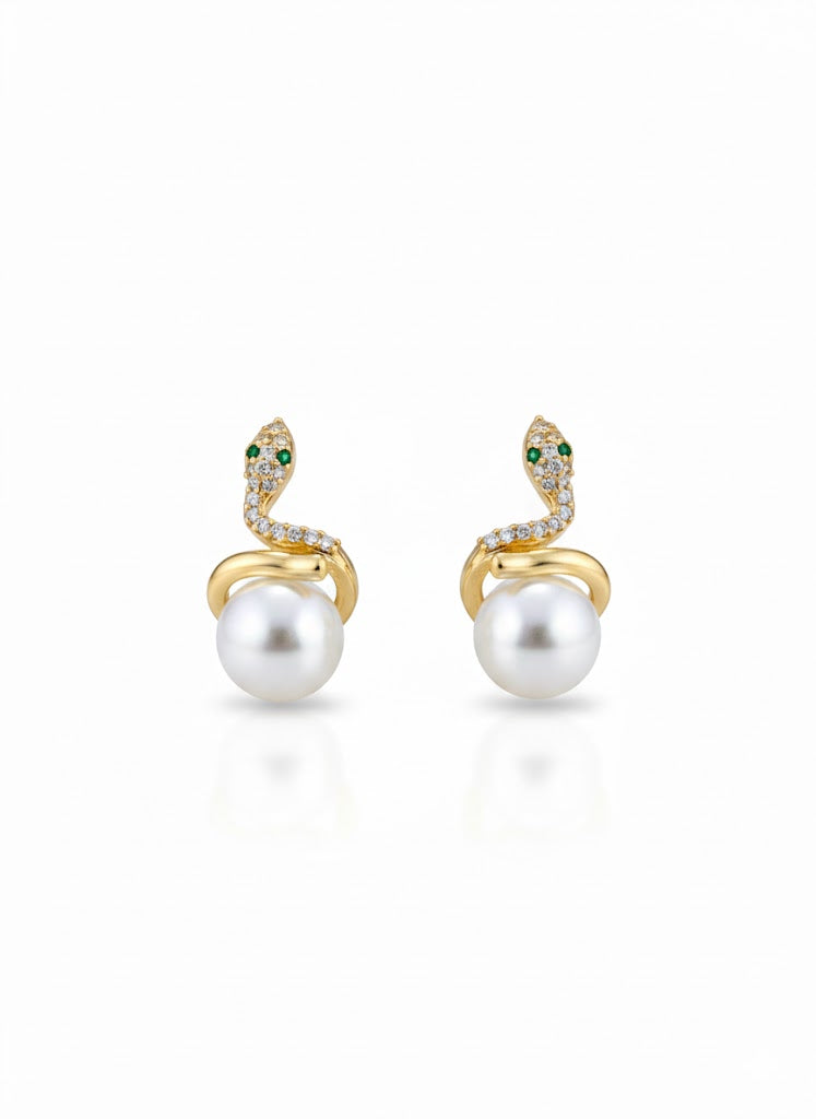Snake Pearl Stud Earrings
