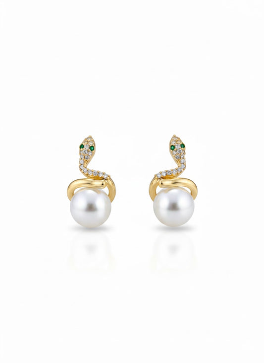 Snake Pearl Stud Earrings