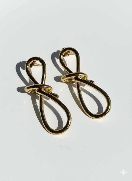 Sculptural Gold Knot Drop Earrings