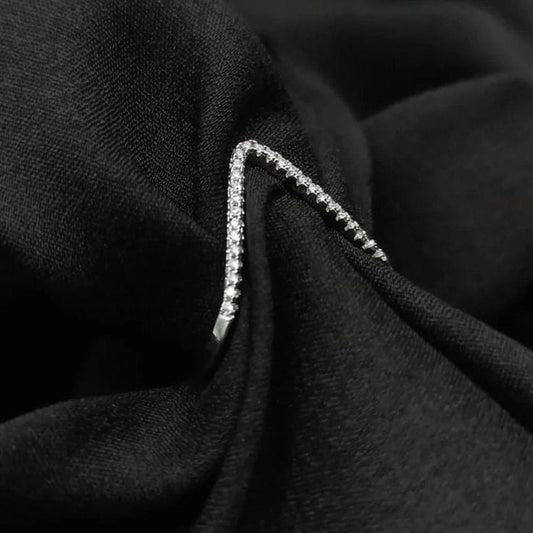 V Shape Diamond Silver Ring